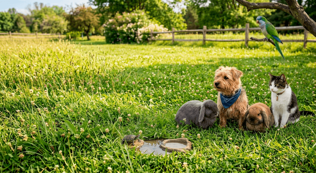 A happy dog relaxing